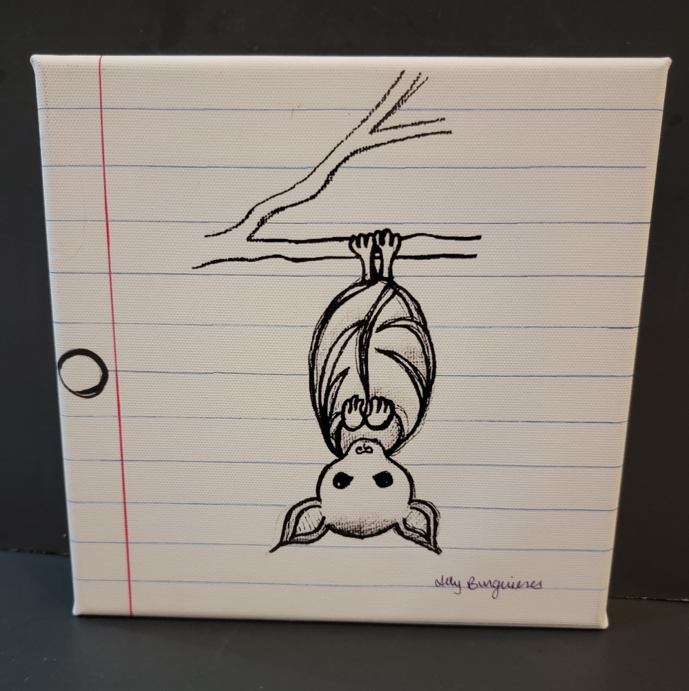 Notebook Bat by Ally Burguieres 8"×8" Giclee Canvas The Notebook Collection